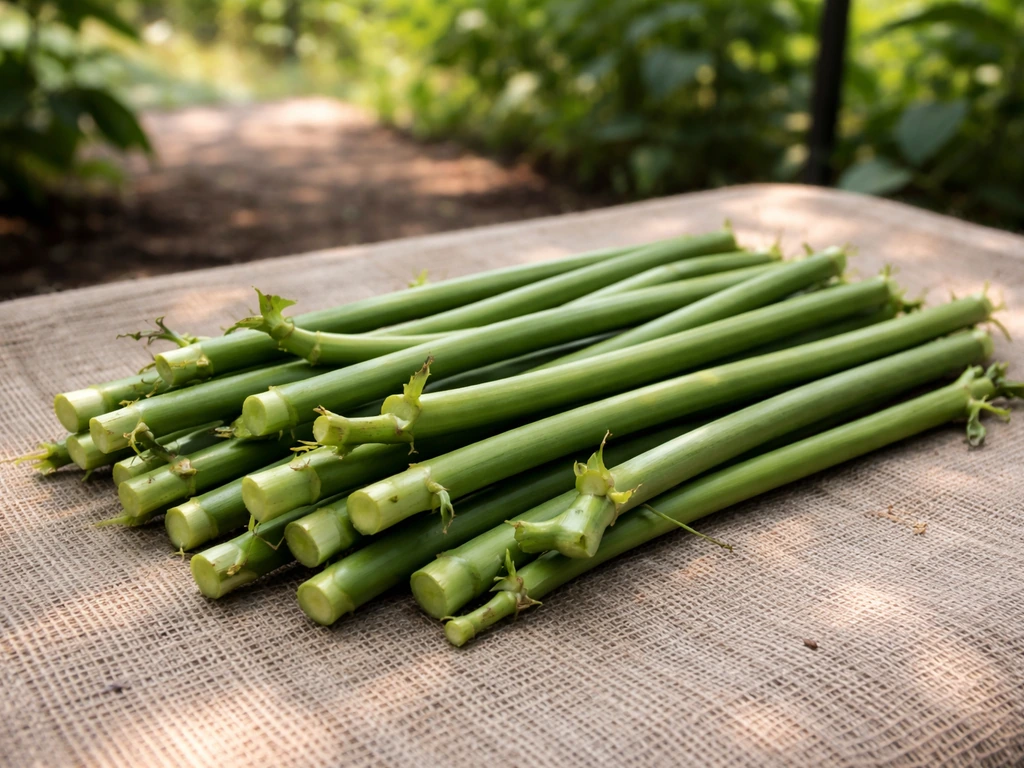 Healthy vanilla stem cuttings laid out on a shaded nursery surface for propagation