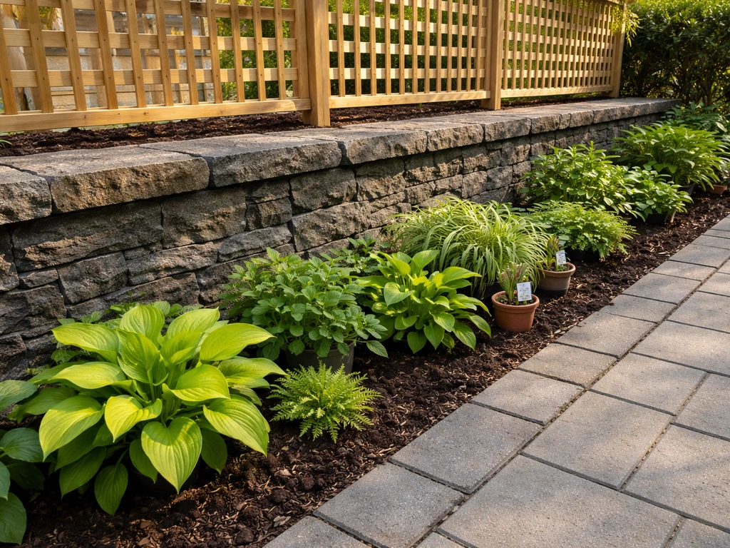 Sheltered south-facing garden bed in Staten Island style, with low windbreak and dark heat-trapping wall